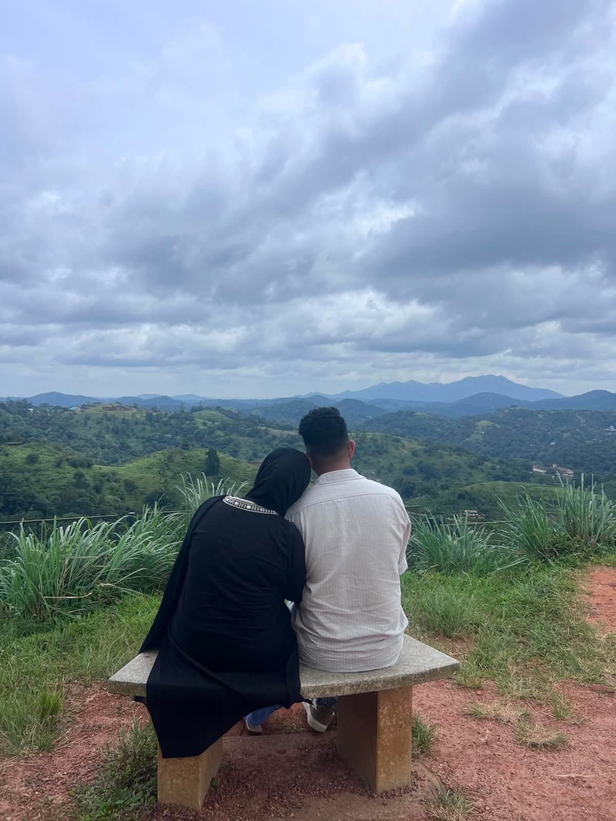 Fayiz and Shakkira looking at the mountains